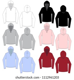 Vector Template For Pullover Hooded Shirt