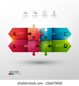 Vector template with puzzle pieces for infographic or presentation 