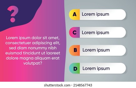 Vector template question and answers  for quiz game, exam, tv show, school, examination test. Illustration 10 eps