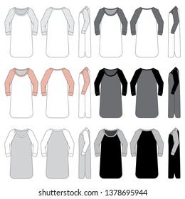 Vector template for Raglan-style Women's Pajamas