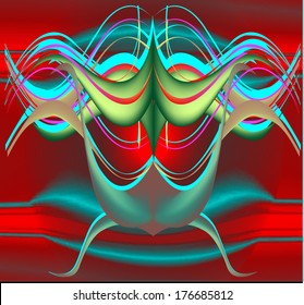 Vector template of rainbow, red color, wave. eps10