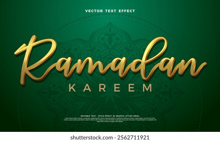 Vector template ramadan kareem text effect, font editable, typography and 3d text effect with green background