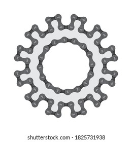 Vector template realistic bicycle chain forming gear. Isolated on white background.