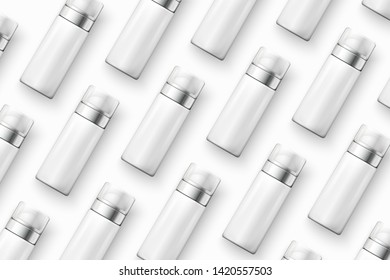 Vector template - realistic cosmetics deodorant bottles on table, mockup for your package design