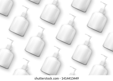 Vector template - realistic cosmetics pump bottle on table, mockup for your package design isolated on white background