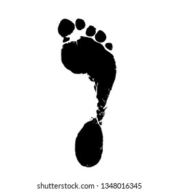 vector template of a realistic human footprint, in black color, isolated on white background