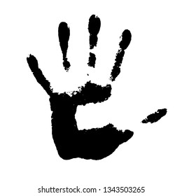 vector template of a realistic human handprint, in black color, isolated on white background