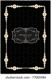 vector template with realistic pearls for greeting card