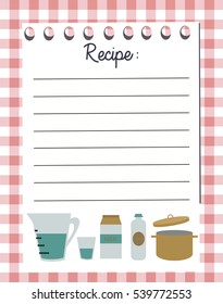 Vector template of recipe card. Kitchen shower card. Vector illustration