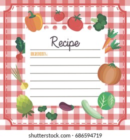 Vector template of recipe card. Kitchen shower card. Vector illustration