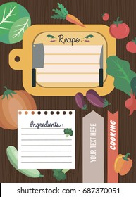 Vector template of recipe card. Kitchen shower card. Vector illustration