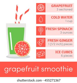 Vector template for recipe of grapefruit smoothie