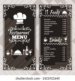 vector template for restaurant food menu. black and white composition