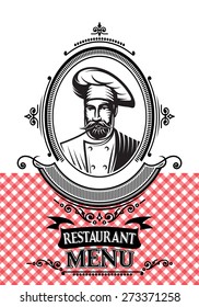 vector template for a restaurant menu with the chef and cloth