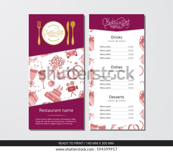 Vector Template Restaurant Menu Gold Cutlery Stock Vector (Royalty Free ...