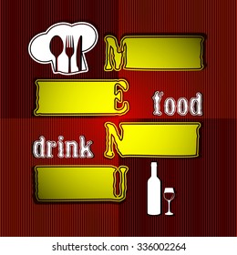 Vector template for a restaurant menu with a red frame for your text, original sdalat letters.