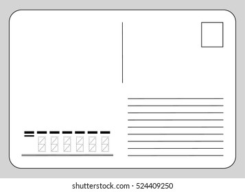 Vector template reverse side of the postcard and postcode