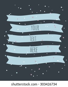 vector template with ribbons tags drawn by hand with ink-stained