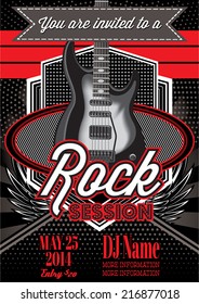 vector template for a rock concert with guitar