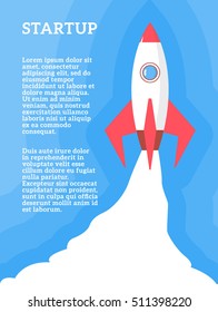 Vector template. Rocket launch startup minimalist business concept