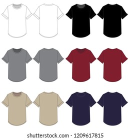 Vector template for Rolled Sleeve Curved Hem T-shirt