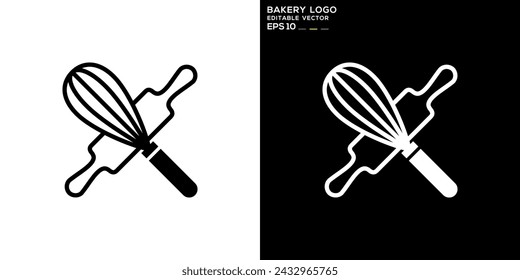 Vector template of rolling pin logo, bread making, bakery, EPS 10.