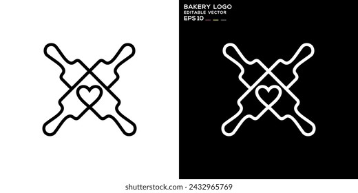 Vector template of rolling pin logo, bread making, bakery, EPS 10.