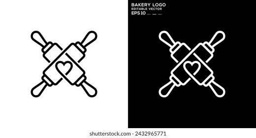 Vector template of rolling pin logo, bread making, bakery, EPS 10.
