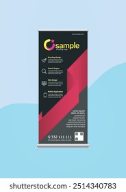 Vector template Roll-up banner design, abstract background, rectangle size, modern x-banner