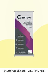 Vector template Roll-up banner design, abstract background, rectangle size, modern x-banner