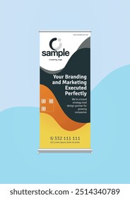 Vector template Roll-up banner design, abstract background, rectangle size, modern x-banner