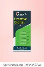 Vector template Roll-up banner design, abstract background, rectangle size, modern x-banner