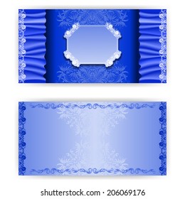 Vector template royal invitation card with textile and frame, place for text