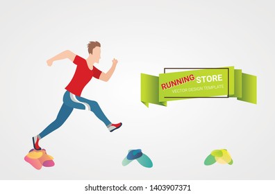 Vector template running man design.  Label for sports club, marathon and healthy lifestyle vector illustration