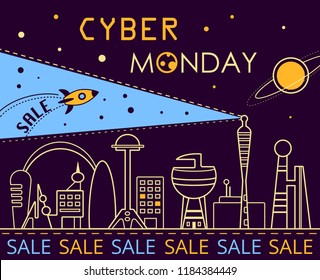 Vector template for sale banner or flyer of the cyber Monday
