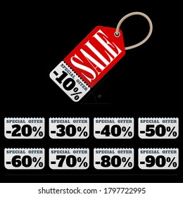 Vector template sale label can change percentages.