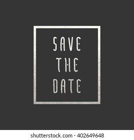 Vector template of save the date celebration invitation card - metallic font on dark background