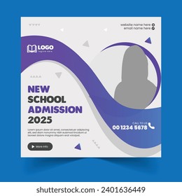 Vector template for a school admission social media post back-to-school online marketing banner design.