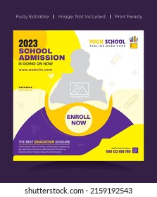 Vector Template Of School Admission Web Banner Social Media And Print. Universal Design For Advertising Business, Educational Sector.