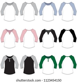 Vector template for Scoop neck style Raglan Tees