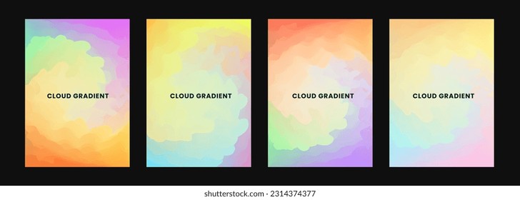 Vector template set, cloud gradient cover design, a4 size, for cover, poster, flyer, magazine, social media post, etc.