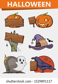 Vector Template set for the design of discounts, stickers, flyers, posters, invitations in the style of Halloween
