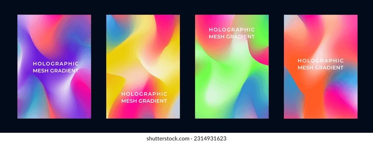 Vector template set, holographic cover design, a4 size, for cover, background, flyer, poster, brochure, catalog, social media post, magazine, etc.