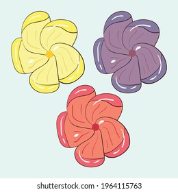 Vector template set of plants and flowers. A collection of colorful flowers. Three options. Stock illustration.