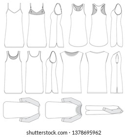 Vector template set for Women's Pajamas