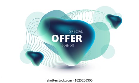 vector template with shapeless geometric shapes on white background and special offer lettering