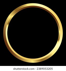 Vector template of shining gold circle, golden ring, frame round for Christmas celebration party, New Year card, wedding, bachelorette party, baby shower party, logo. Vector illustration