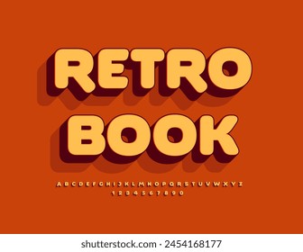 Vector Plantilla signo Retro Libro con fuente de moda 3D. Conjunto de letras y números del alfabeto antiguo