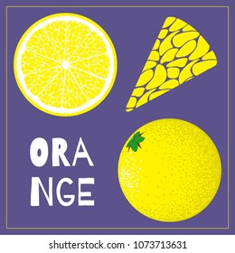 Vector Template with Slice of Lemon. Citrus Isolated. Stylized Flesh of Lemon in Hipster Style. Delicious Fruit for Illustration, Advertizing, Card, Marketing.