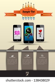 Vector template with smart phone for business concepts with  icons / can use for info-graphic / loop business report or plan / modern template / education template / business brochure